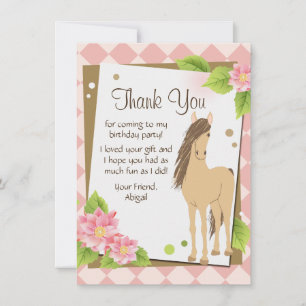 Remerciements Carte de remerciement joli cheval brun et fleurs r