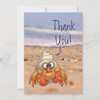 Carte de remerciement joli crabe hermite de dessin