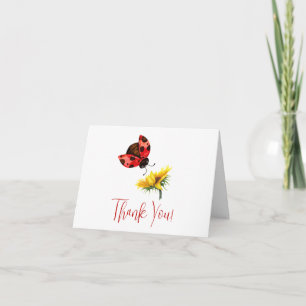 Remerciements Carte de remerciement ladybug tournesol aquarelle