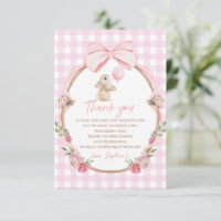 Carte de remerciement Lapin à nœud papillon rose G