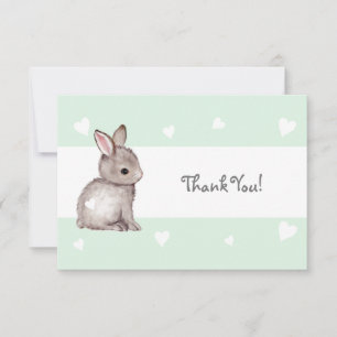 Remerciements Carte de remerciement Lapin Cœur Menthe
