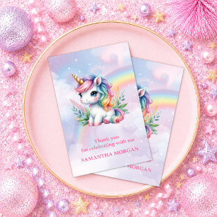 Remerciements Carte de remerciement Licorne Arc-en-Ciel Magique 