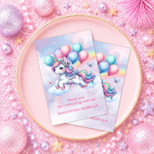 Remerciements Carte de remerciement Licorne Rose Étincelante pou