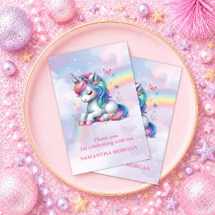 Remerciements Carte de remerciement Licorne Rose Rêveuse pour un