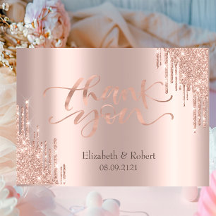 Remerciements Carte de remerciement Luxueuse Rose Gold Glitter D