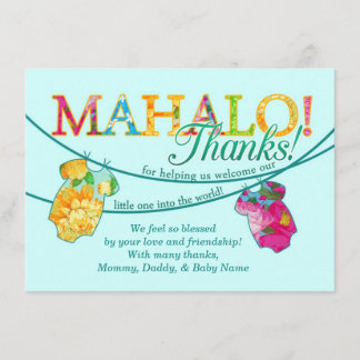 Remerciements Carte de remerciement Mahalo Luau Onesie de chemis