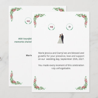 Remerciements Carte de remerciement mariage