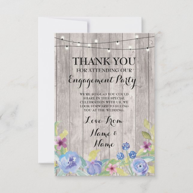 Remerciements Carte de Remerciement Mariage Bois Floral (Devant)