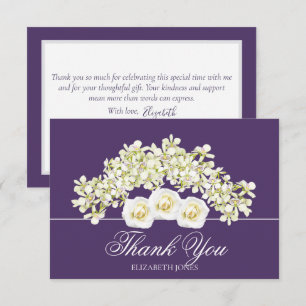 Remerciements Carte de Remerciement Mariage Fleurs de Roses Blan