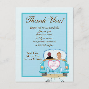 Remerciements Carte de Remerciement Mariés Voiture Mariage Plat