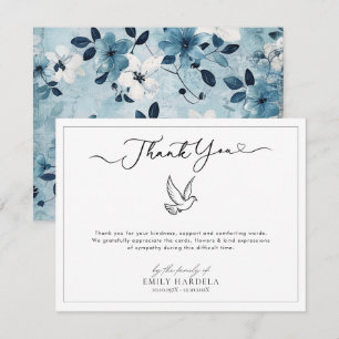 Remerciements Carte de remerciement mémoriel Dove Cross Blue Flo