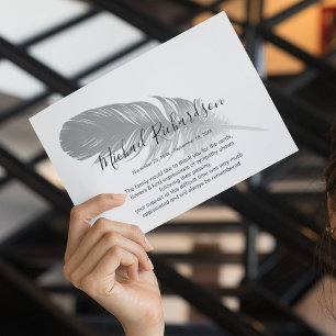 Remerciements Carte de remerciement mémorielle à plume symboliqu