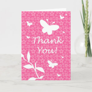Remerciements Carte de remerciement mignonne Fleurs roses et pap