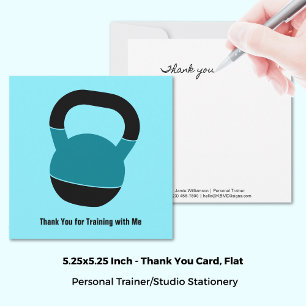 Remerciements Carte de remerciement minimale Kettlebell bleu éle
