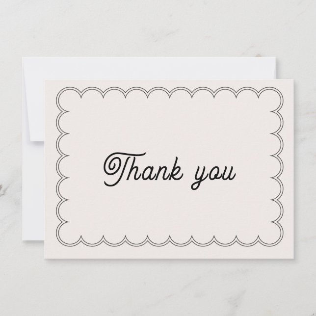 Remerciements Carte de remerciement minimaliste à bordure feston (Devant)