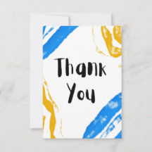Carte de remerciement minimaliste bleue et jaune