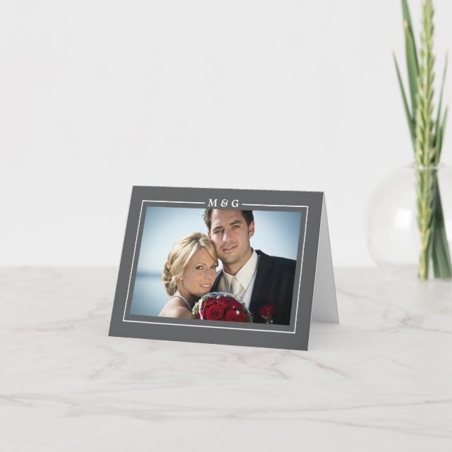 Remerciements Carte de remerciement moderne avec initiales (Devant)