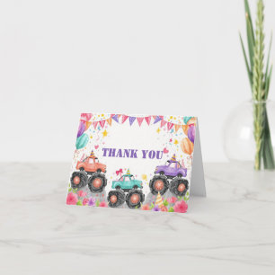Remerciements Carte de remerciement Monster Truck Filles Aquarel