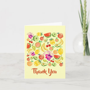 Remerciements Carte de remerciement Motif de doodle de fruits se