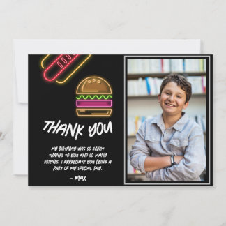 Remerciements Carte de remerciement Neon Burger & Hotdog