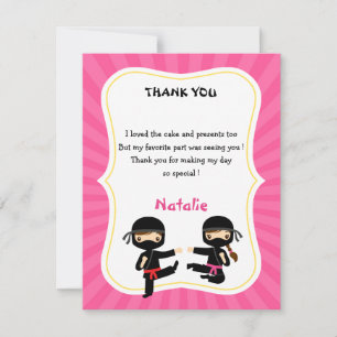 Remerciements Carte de remerciement Ninja Fille - Anniversaire d