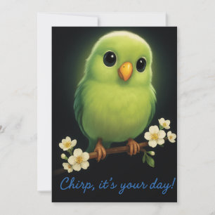 Remerciements Carte de Remerciement Oiseau Vert Mignon
