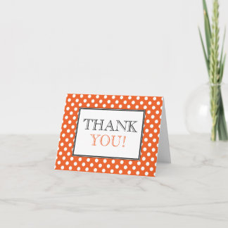 Remerciements Carte de remerciement orange à pois blancs