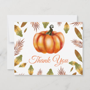 Remerciements Carte de remerciement orange Citrouille automne aq