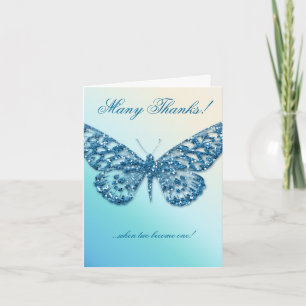 Remerciements Carte de remerciement papillon de mariage Bleu