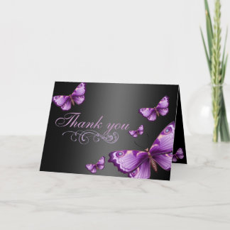 Remerciements Carte de remerciement Papillon Violet/Noir