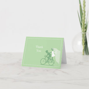 Remerciements Carte de remerciement Peapod Green Bicycle Couple