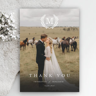 Remerciements Carte de remerciement photo 2 Monogramme Crête Élé