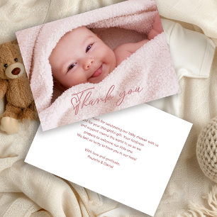 Remerciements Carte de remerciement photo bébé avec écriture ros
