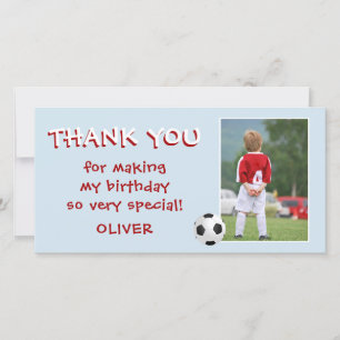 Remerciements Carte de remerciement photo d'anniversaire de foot