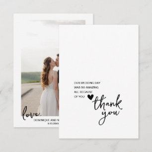 Remerciements Carte de remerciement photo de mariage avec un sim