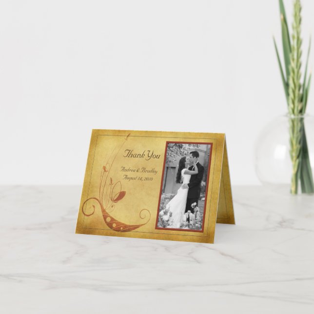 Remerciements Carte de remerciement photo de mariage d'automne o (Devant)