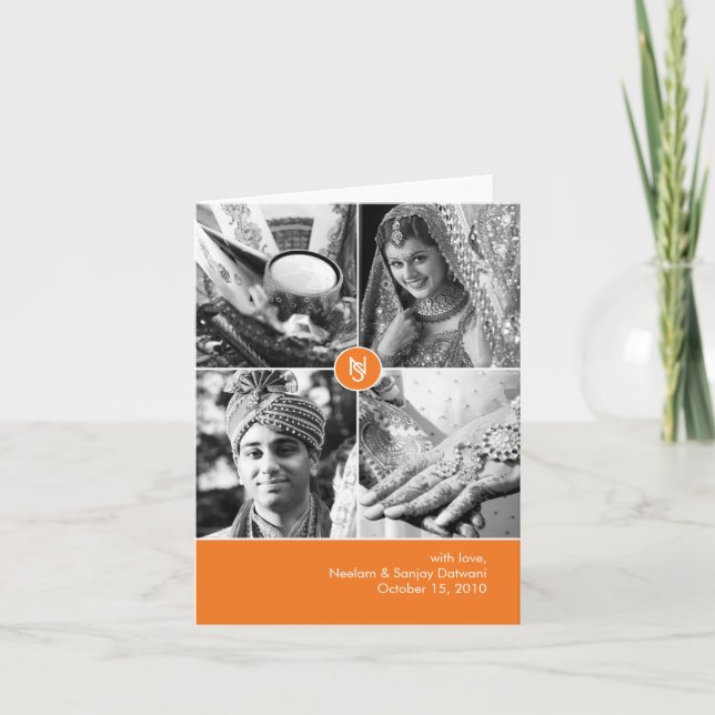 Remerciements Carte de remerciement photo de mariage indien 4 (Devant)