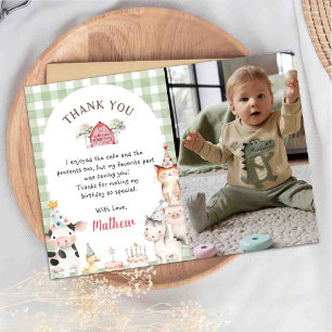 Remerciements Carte de remerciement photo pour 1er anniversaire