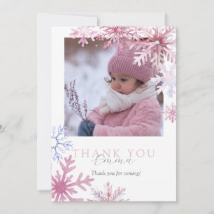 Remerciements Carte de remerciement photo Rose Hiver Merveilleux