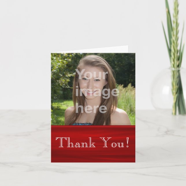 Remerciements Carte de remerciement photo rouge rubis (Devant)