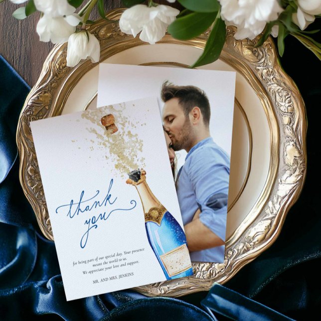 Remerciements Carte de remerciement photo Something Blue Before  (Something Blue Before I do Photo Thank you card)