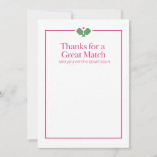 Remerciements Carte de remerciement Pickleball   Excellent match