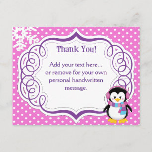 Remerciements Carte de remerciement Pingouin Rose