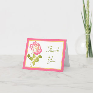 Remerciements Carte de remerciement Pivoine Rose, Verte, Jaune, 