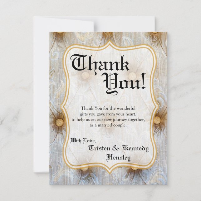 Remerciements Carte de remerciement plate 4x5 en tissu à piqûres (Devant)