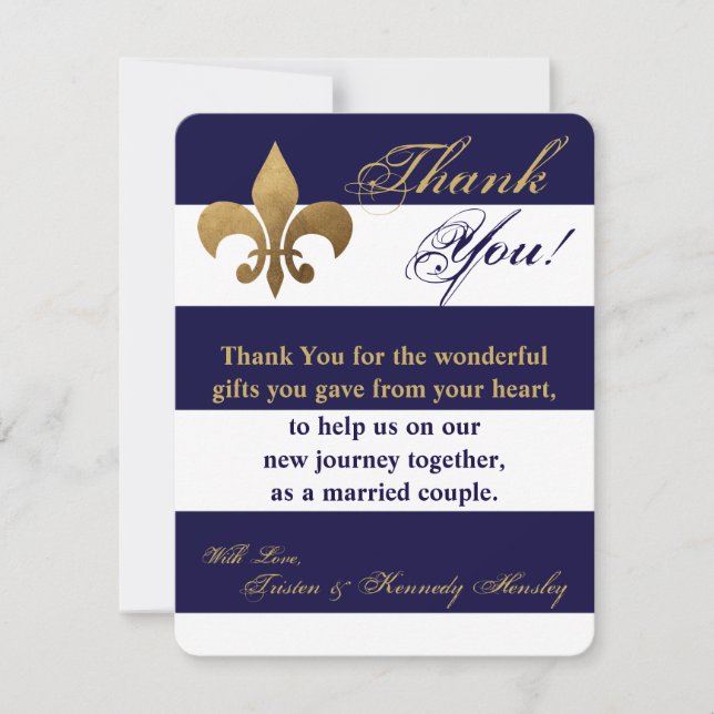 Remerciements Carte de remerciement plate 4x5 rayure moderne ble (Devant)