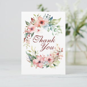 Remerciements Carte de remerciement plate à fleurs roses