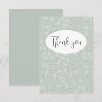 Carte de remerciement plate à plumes vertes abstra