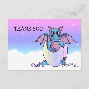 Remerciements Carte de remerciement plate à thème de dragon mign