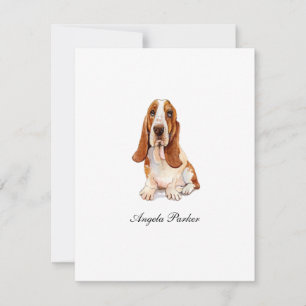 Remerciements Carte de remerciement plate aquarelle Basset Hound